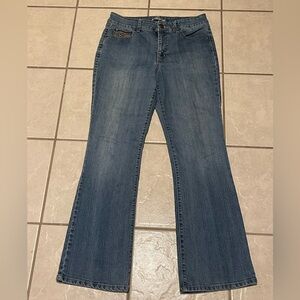 Bandolino Women's Medium Blue Flare Bootcut Distressed Jeans Size 12